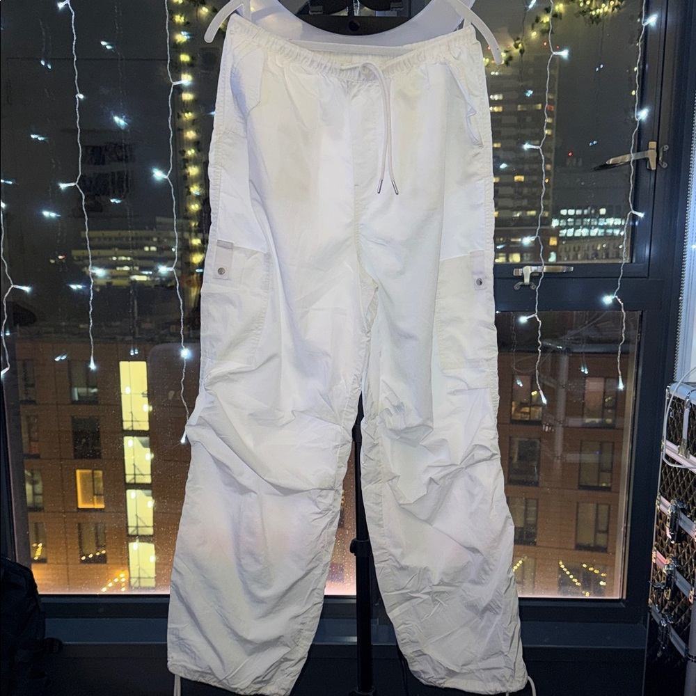 H&M Women Bright White Parachute Cargo Pants